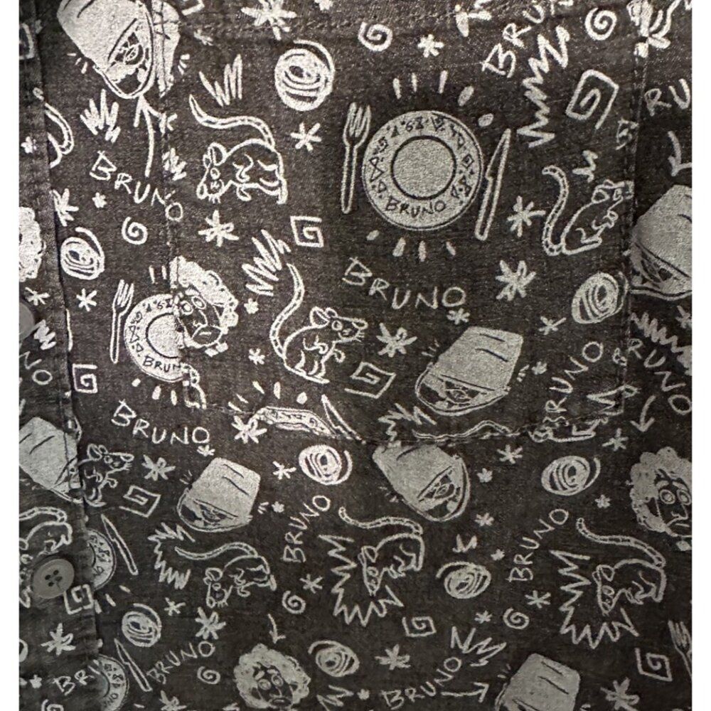 Disney Park Men’s Small Bruno Encanto Stretch Cotton Button Up Shirt Black